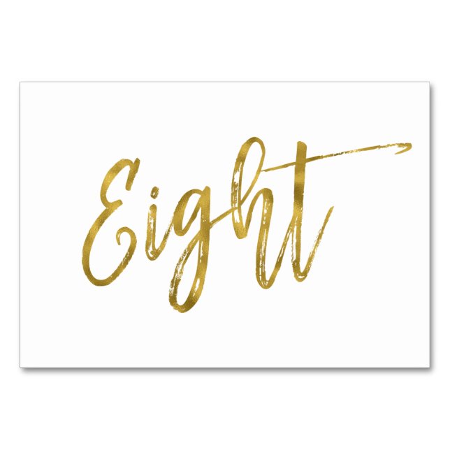 Guld och Vita Eleganten Bordsnummer åtta. (Framsidan)
