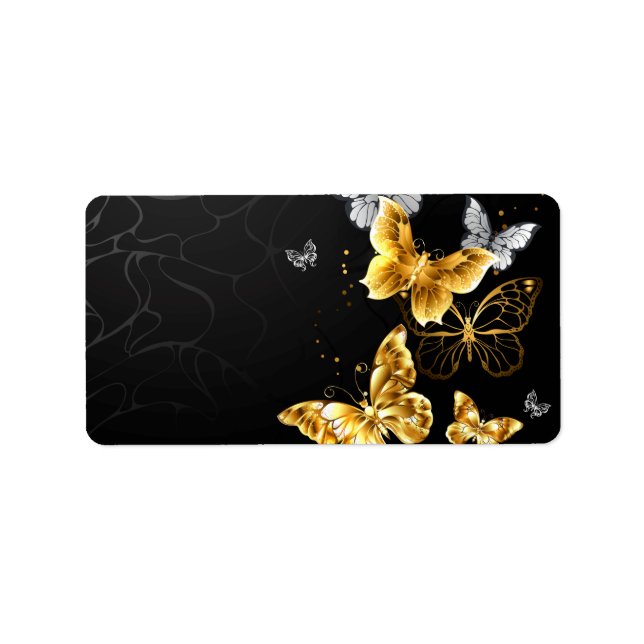 Guld och vita fjärilar adressetikett (Framsidan)