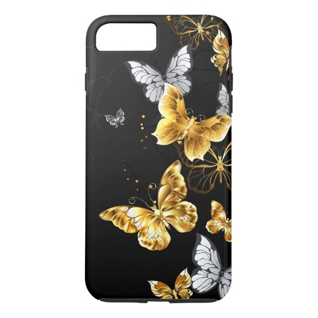 Guld och vita fjärilar Case-Mate iPhone skal (Baksida)