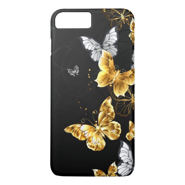 Guld och vita fjärilar Case-Mate iPhone skal (Baksida)