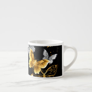 Guld och vita fjärilar espressomugg