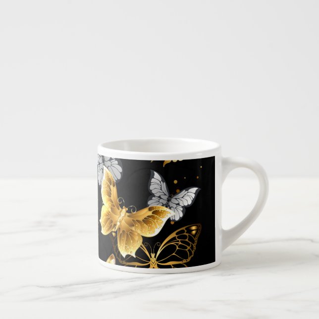 Guld och vita fjärilar espressomugg (Höger)
