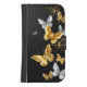 Guld och vita fjärilar galaxy s4 plånbok (Framsidan)