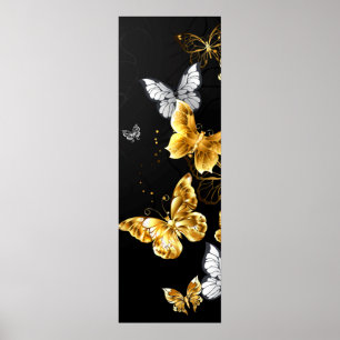 Guld och vita fjärilar poster
