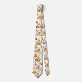 Guld och vita julsymboler slips