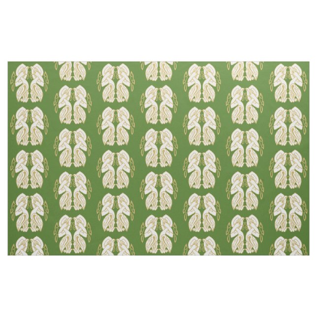 Guld och vita keltiska fåglar tyg (Fat Quarter)