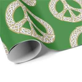 Guld och Vita keltiska Fredsteckenet Mönster Presentpapper