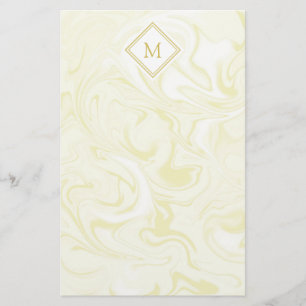 Guld och Vita Marble ser ut med Diamond Monogram Brevpapper