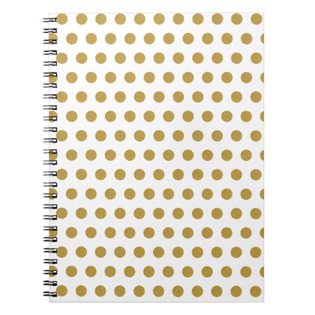 Guld och vita Polka dots  Anteckningsbok (Framsidan)