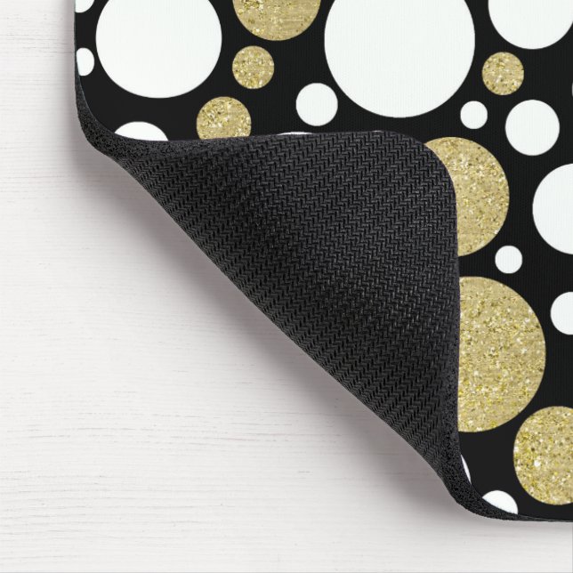 Guld och Vita Polka dots Musmatta (Hörn)