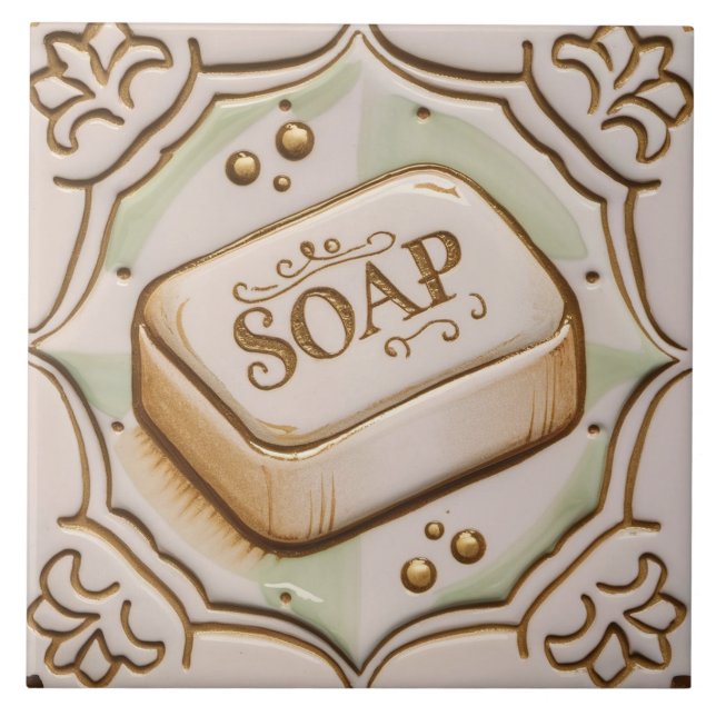 Guld och Vita Pub i Soap Funny Bathroom Kakelplatta (Framsidan)