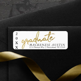 Guld och Vita Student | Elegant Faux Metallic Returadress Etikett