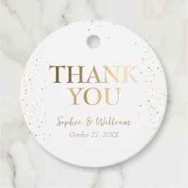 Guld och Vita vackra Elegant bröllop Tack Gåvor Etiketter
