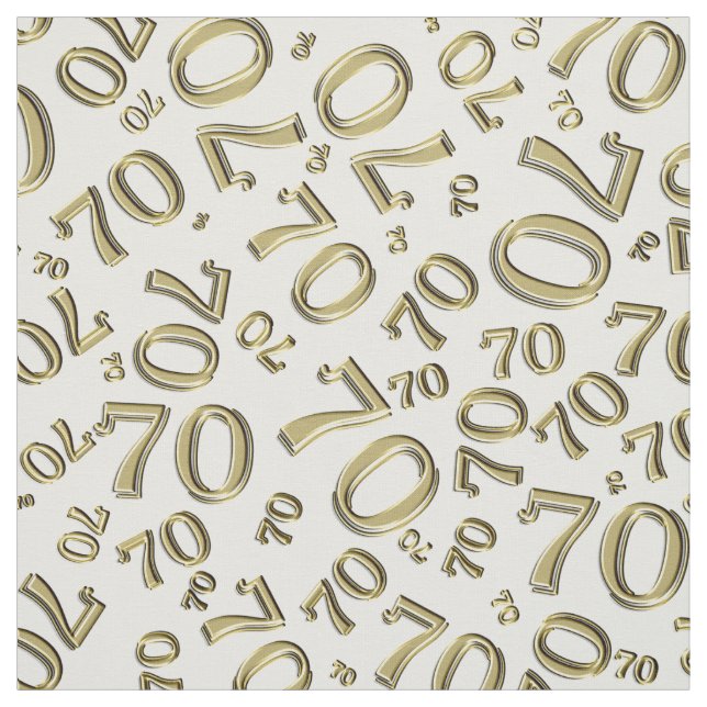 Guld och vitt nummer 70 Typografi Mönster Tyg (Provkarta)