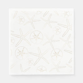 Guld och Whilte - Beach, Nautical Pappersservett