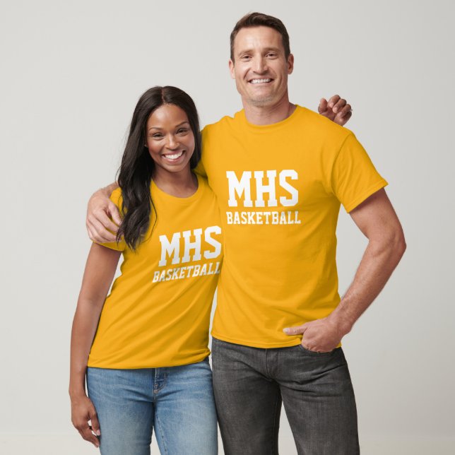 Guld och White Anpassningsbar Basketball Team Spir T Shirt (Unisex)