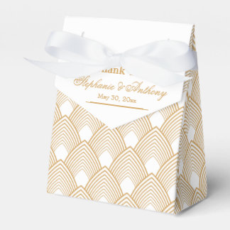 Guld och White Art Deco Mönster Bröllop Presentaskar