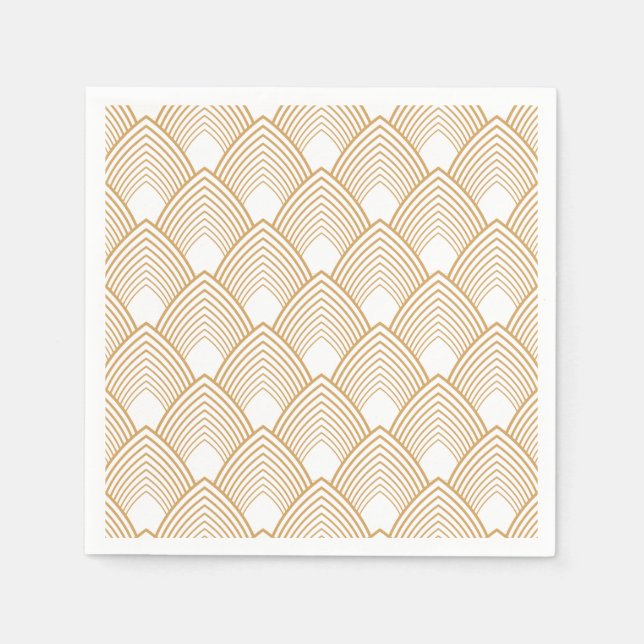 Guld och White Art Deco Mönster Pappersservett (Framsidan)