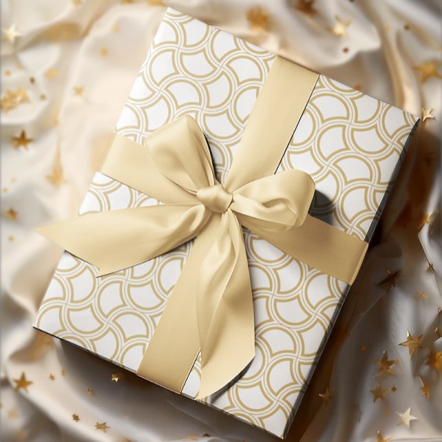 Guld och White Art Deco Mönster Presentpapper (Skapare uppladdad)