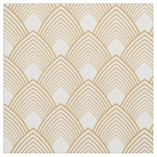Guld och White Art Deco Mönster Tyg