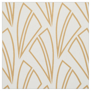 Guld och White Art Deco Mönster Tyg
