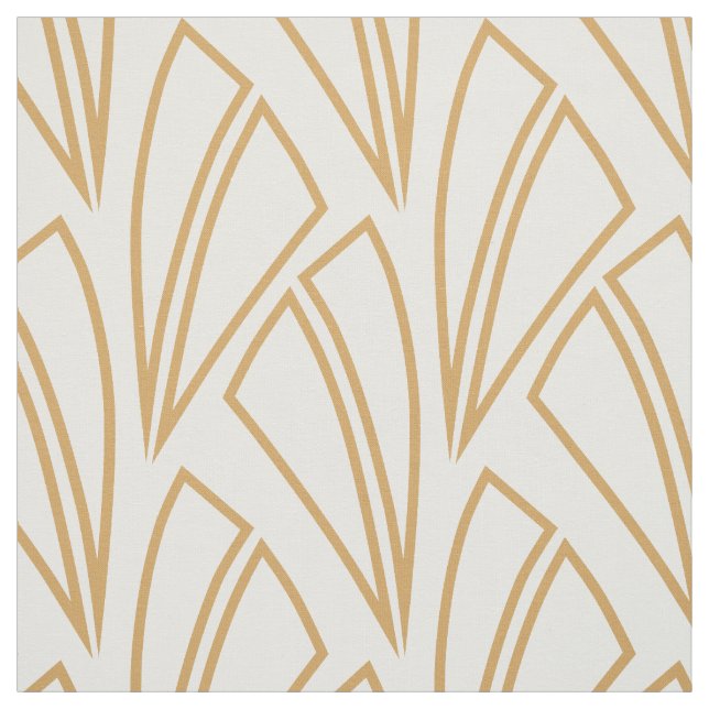 Guld och White Art Deco Mönster Tyg (Provkarta)