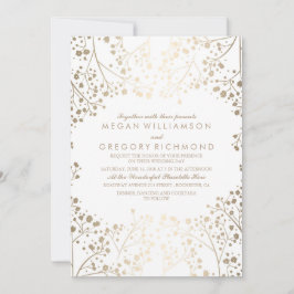 Guld och White Baby's Band Blommigt Bröllop Inbjudningar