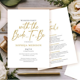 Guld och White Bachelorette Helg Party Inbjudningar