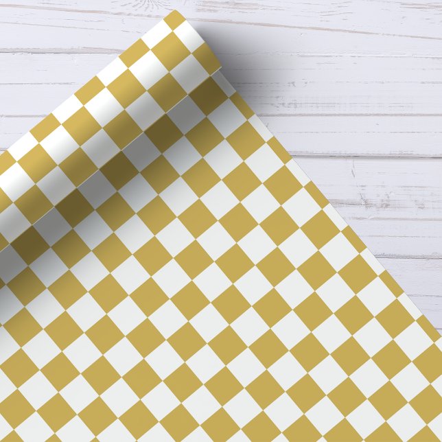 Guld och White Checkerboard Mönster Presentpapper (Skapare uppladdad)