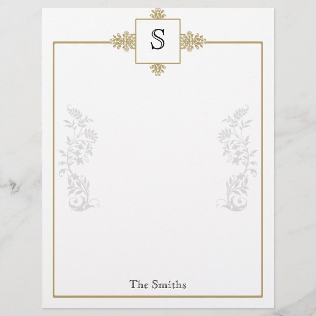 Guld och White Damask Letterhead (Framsida)
