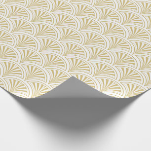 Guld och White Deco Fläkt Mönster Presentpapper