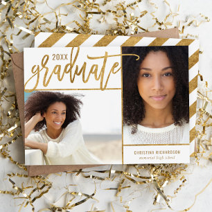 Guld och White Faux Foil 2 Photo Studenten Meddelande