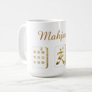 Guld och White Mahjong Tiles Coffee Mugg