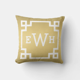 Guld och White Monogram | Nyckel Gräns i Grekland Kudde