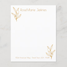 Guld och White Olive Stems Personal Stationery