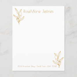 Guld och White Olive Stems Personal Stationery