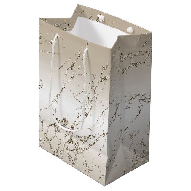 Guld och White Ombre Marble Glitz (Framsidan Vinklad)