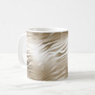 Guld och White Ombre Zebra Animal Print Kaffemugg