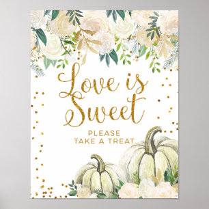 Guld och White Pumpkin Kärlek är ett svenskt tecke Poster