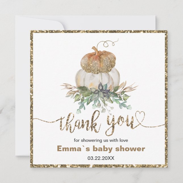 Guld och White Pumpkins Fall tack (Framsida)