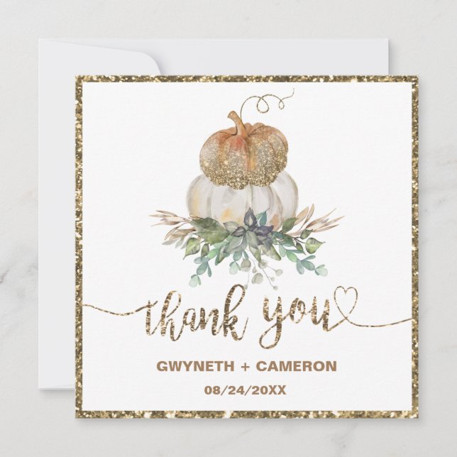Guld och White Pumpkins Fall tack (Framsida)