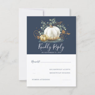 Guld och White Pumpkins Fall Wedding OSA Kort