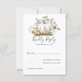 Guld och White Pumpkins Fall Wedding OSA Kort