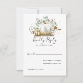 Guld och White Pumpkins Fall Wedding OSA Kort