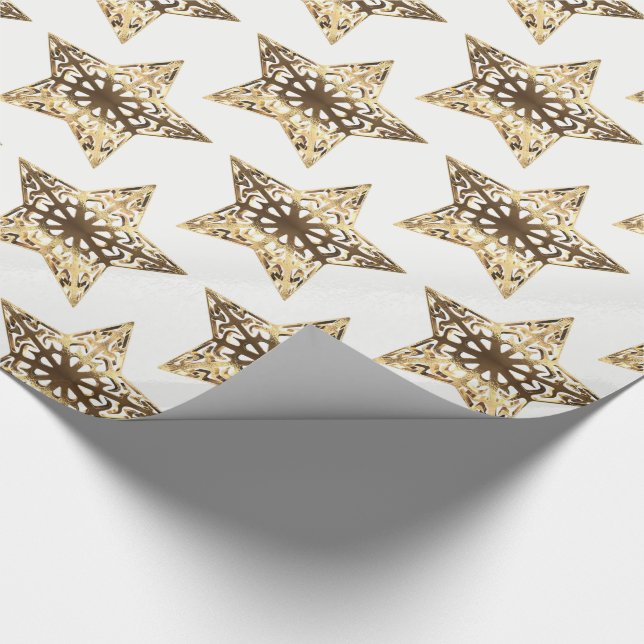 Guld och White Stars Mönster Elegant jul Presentpapper (Hörn)