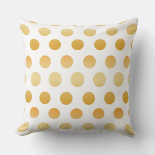 Guld och White Stora Polka dots Mönster Kudde