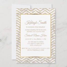 Guld och White Trunk Party "Off To College" Inbjud Inbjudningar