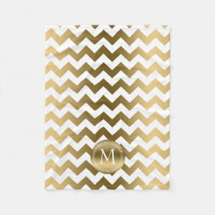 Guld och White Zigzag Chevron Fleecefilt