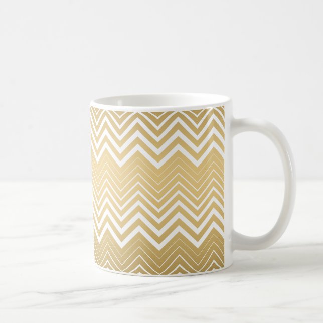 Guld och White Zigzag Chevron Kaffemugg (Höger)