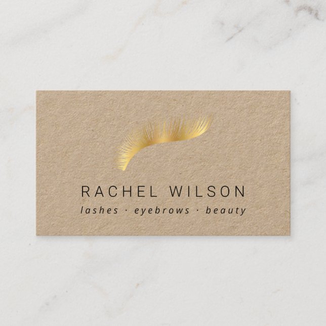 Guld-ögonelash Rustic-kraftverksartistlash Visitkort (Framsida)